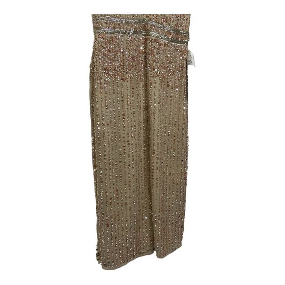 Mac Duggal 93606 Sequined Sleeveless V Neck Midi Sheath Dress Cocktail Nude Sz 6 - Picture 10 of 15